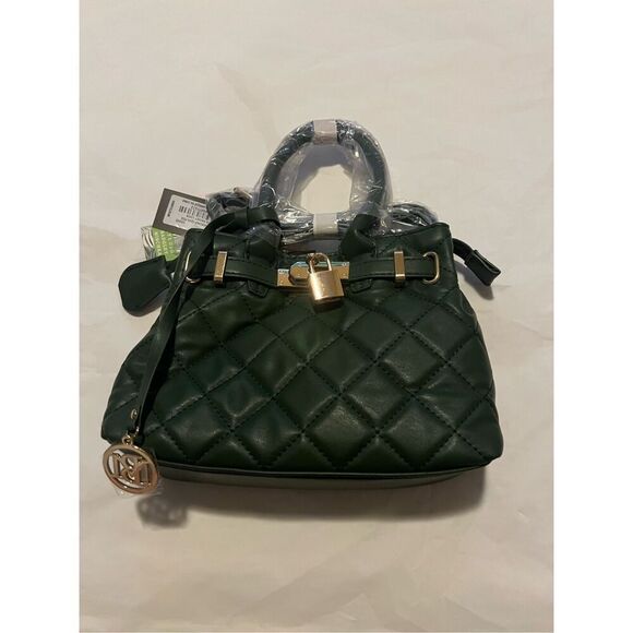 NWT Badgley Mischka blue vegan leather crossbody bag with gold hardware - Picture 3 of 4